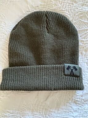 In N Out Olive Knit Cuffed Beanie with Palm Logo Patch - Men